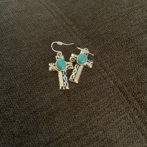 Stirling silver cross earrings